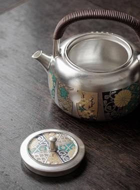 何赋森HHFS-432鎏银煮茶容壶手烧工壶陶大量煮茶器瓷水壶防烫提梁