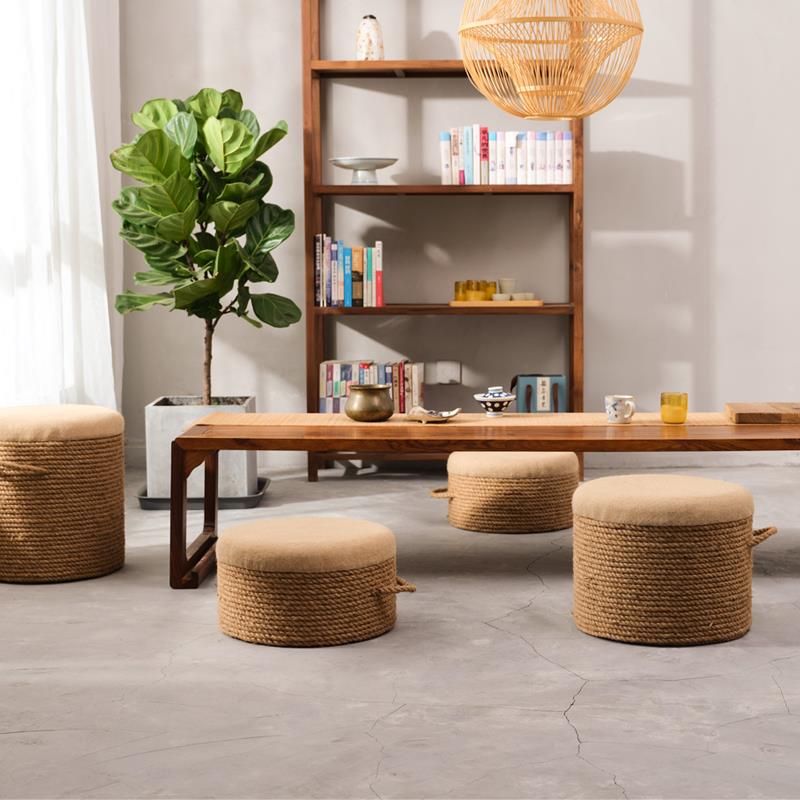 麻绳蒲团加九洲福（厚墩坐家垫用地上榻榻米垫子地墩坐小凳客厅矮