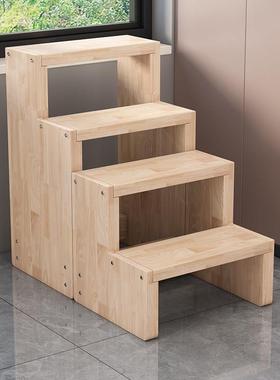 阳VAI加厚橡木楼梯实木多层梯高凳爬梯登梯台飘窗物台阶组合储柜