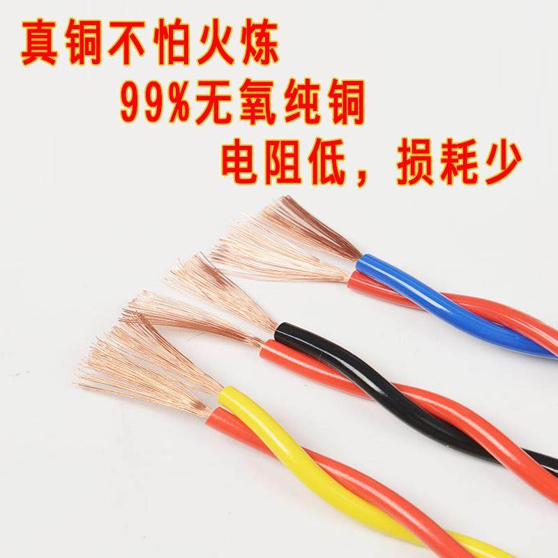 电rv.s双绞线花线黄绿铜芯福凯特线国标电线双股家用5平2方毫米源