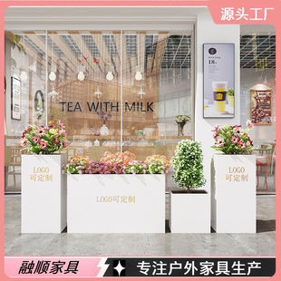 户外防腐木阳台花箱座椅组合庭院外摆围栏露台室外广场带座位花坛