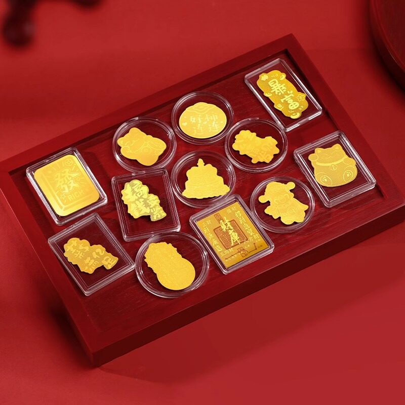 2025年暴富黄金手机贴片招财猫护身符貔貅财神金片多款可选-yx2