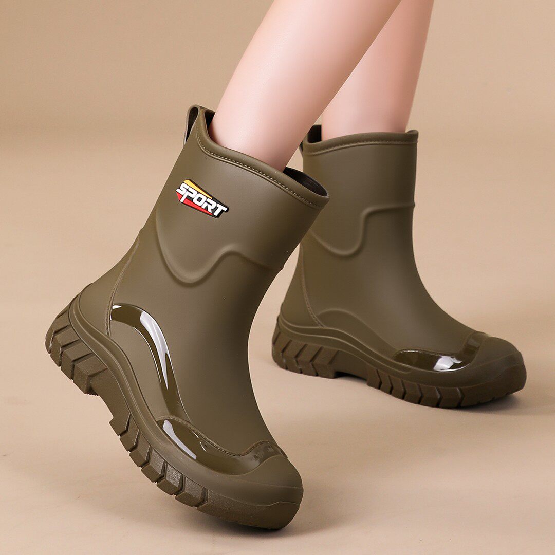 新款中筒女士雨鞋保暖加绒女士雨靴防水防滑耐磨厨房轻便一体胶鞋