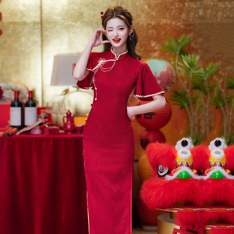 红色旗袍女感新中式敬酒服新娘2025新款订婚结婚宴会礼服回门