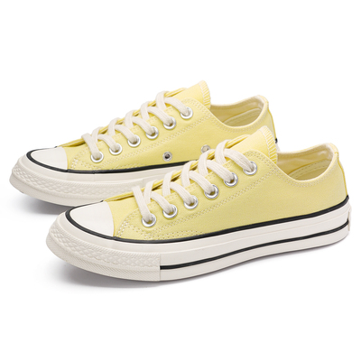 火星几何夏季新款奶黄色帆布鞋