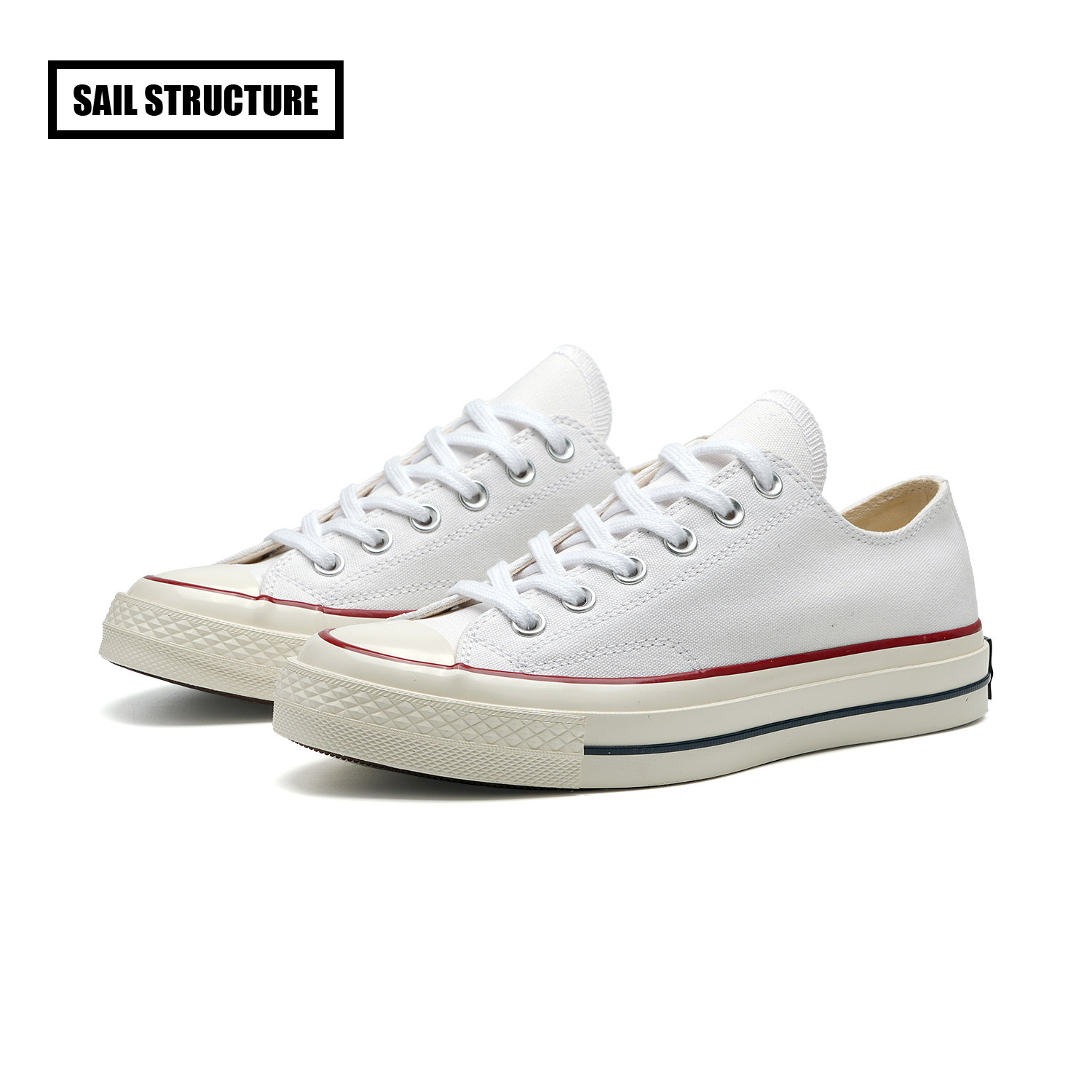 帆构帆布鞋女春季白色休闲百搭情侣夏季潮流经典低帮复古春季学生