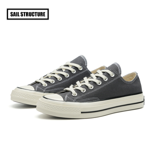 帆布鞋 灰色复古潮流经典 百搭透气休闲鞋 情侣夏季 低帮 时尚 帆构女鞋