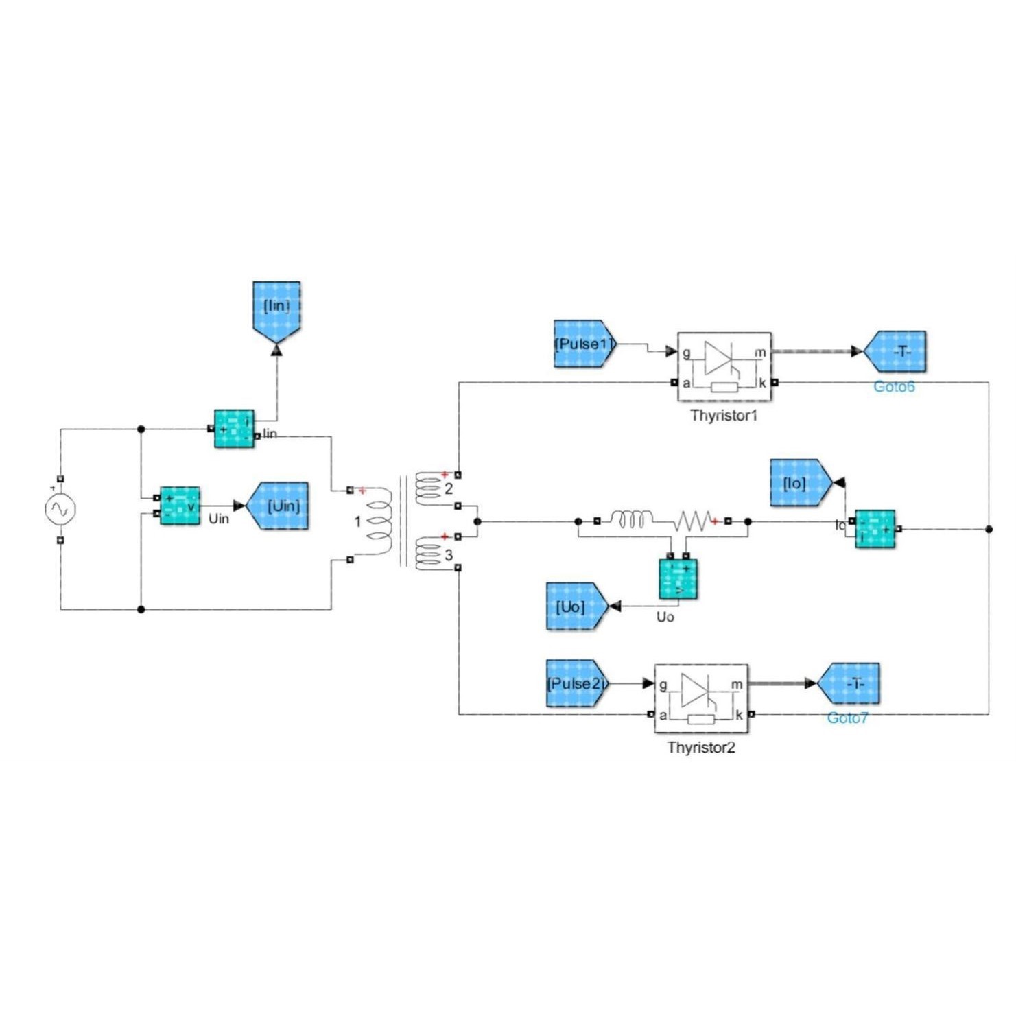 MATLAB Simulink单相全波整流电路仿真