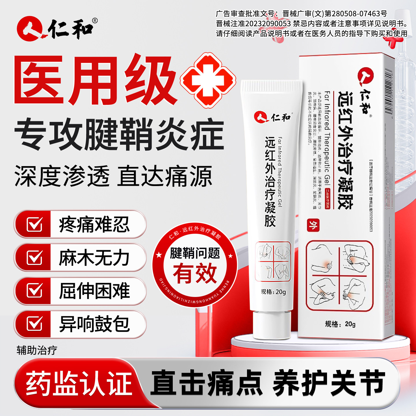 腱鞘炎手指关节疼止疼膏药膏大拇指疼痛医用远红外治辅助治疗凝胶