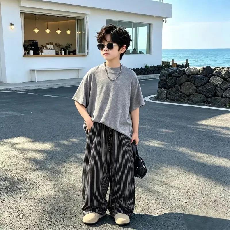 有范YF优选199男童夏季韩版宽松透气T恤痞帅运动长裤中大童两件套