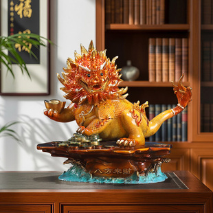 《威震山河》黄铜八方来财貔貅摆件家居客厅办公室装饰品乔迁礼物