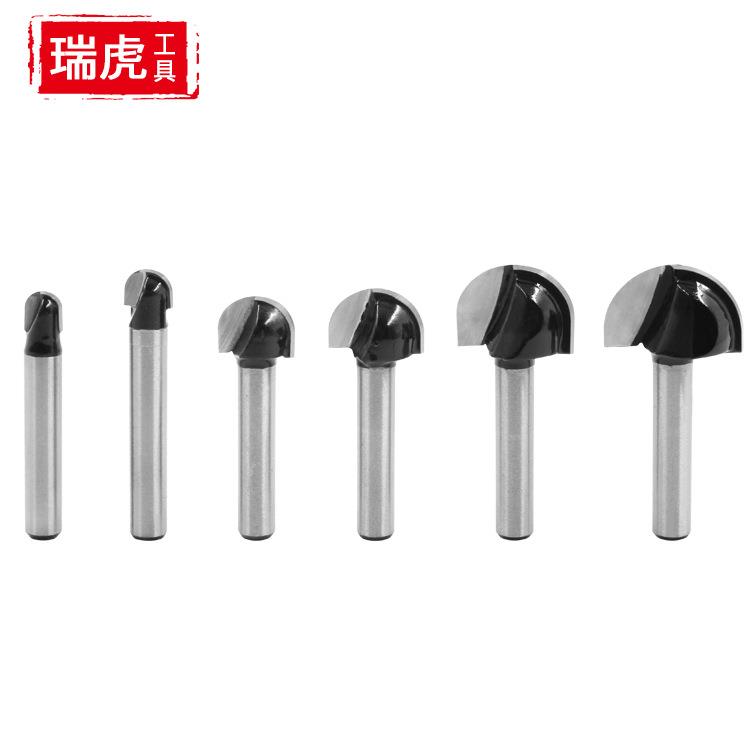 黑色圆底刀1/4柄木工铣刀半圆球头浮雕圆弧雕刻机球刀花边刀