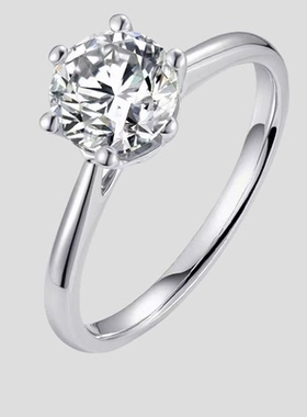 撤柜PT950铂金钻戒女经典六爪1克拉真钻培育钻石求婚戒指情人节