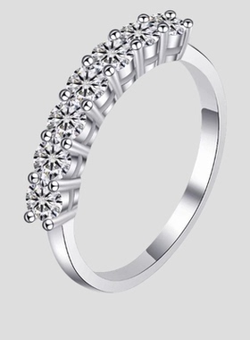 撤柜PT950铂金钻戒女1克拉培育钻真钻石叠戴七星排戒尾戒情人节