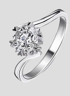 撤柜PT950铂金钻戒一克拉IGI人工培育钻石扭臂雪花六爪结婚戒指