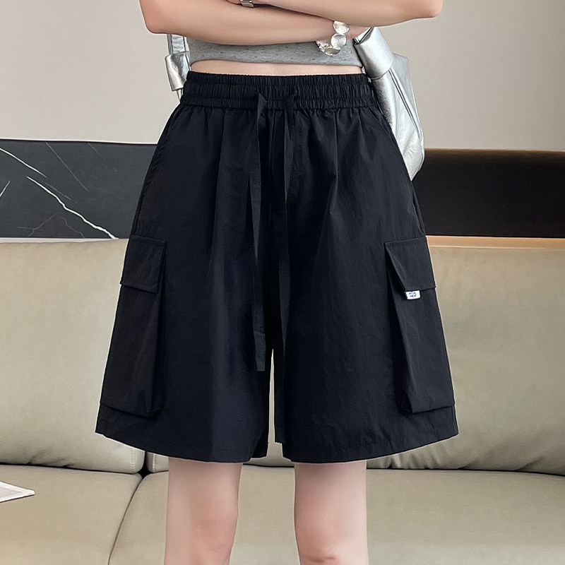 速干工装短裤女夏季薄款2026新款外穿高腰中裤大码胖mm休闲五分裤