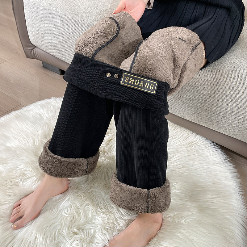 特厚羊羔绒阔腿裤女秋冬加绒加厚高腰大码女裤胖mm宽松显瘦直筒裤,女装/女士精品,休闲裤,淘宝优惠券,粉丝福利购,淘宝优惠卷