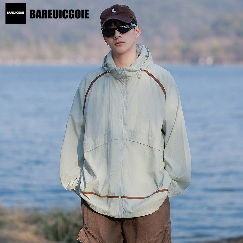BAREUICGOIE反光潮牌户外UPF50+防晒衣女男夏季防晒服冲锋衣外套