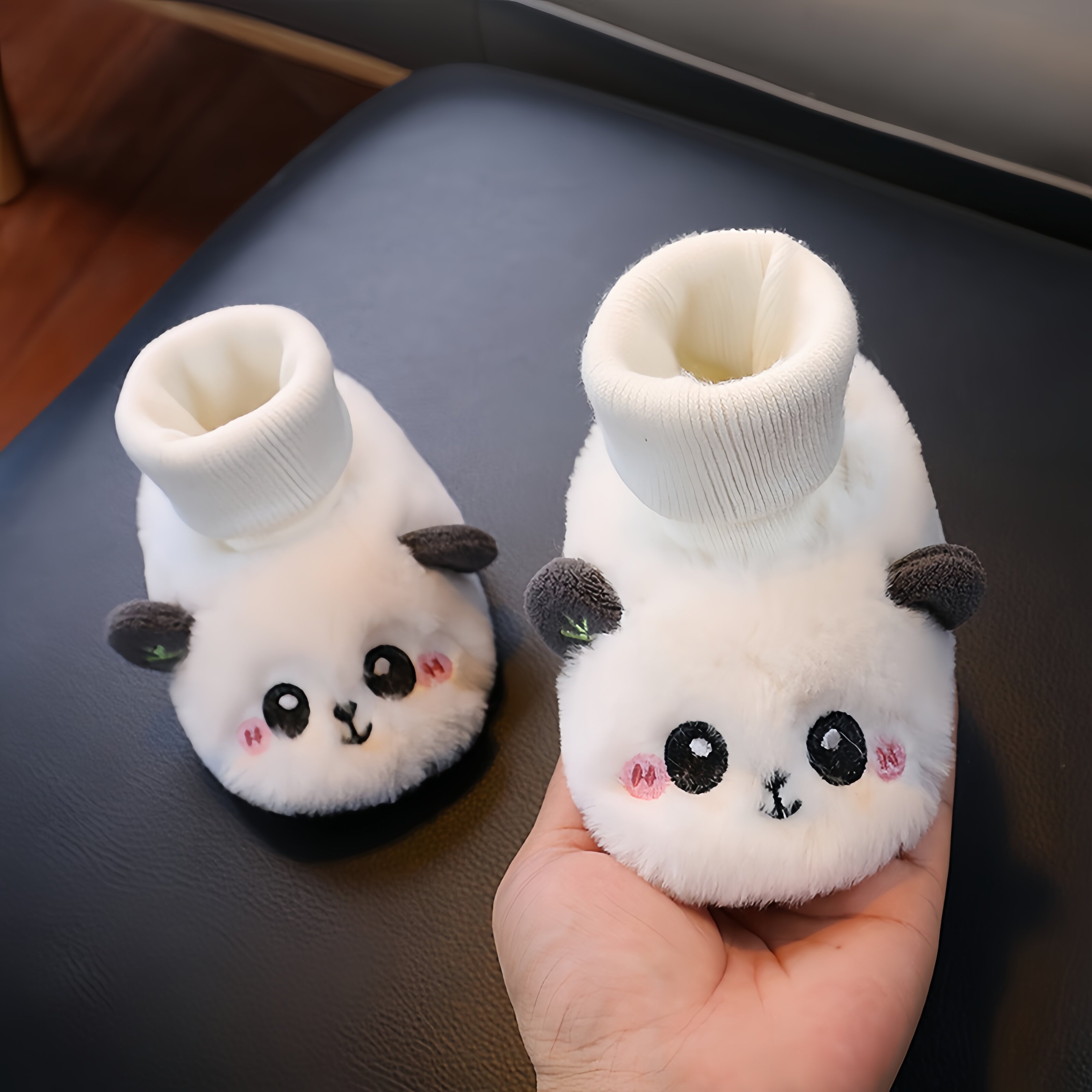 婴儿卡通熊猫袜套鞋加绒加厚