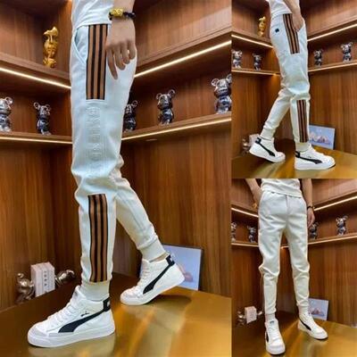 欧轩轻奢男装SKAOCHAO秋冬新款百搭男休闲裤修身小脚束腿加厚卫裤