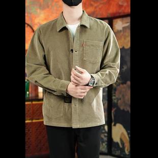 夹克纯棉覆古上衣长袖 有财服饰1轻奢灯芯绒衬衫 外套R男新休闲工装