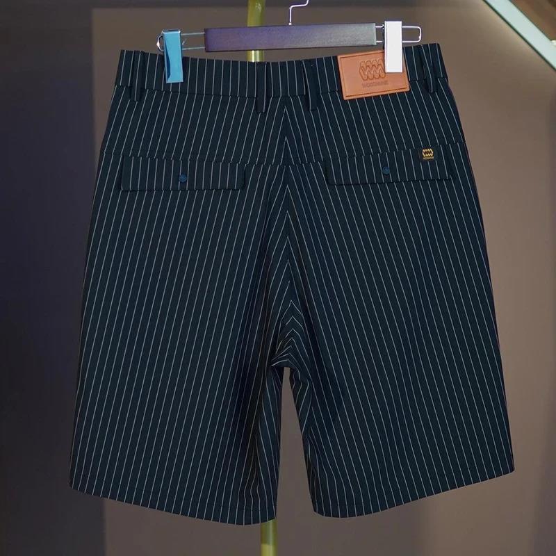 师凯服饰夏季薄款老钱风冰感男士百搭休闲裤条纹直筒五分短西裤