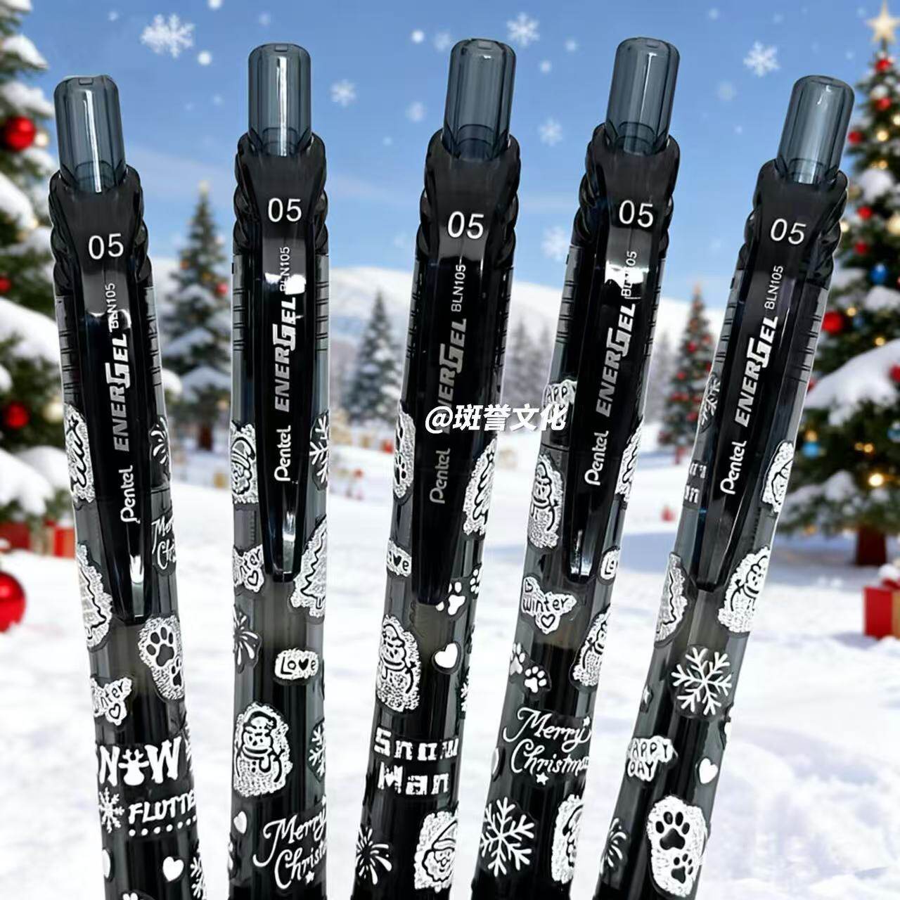 日本pentel派通圣诞雪迹中性笔