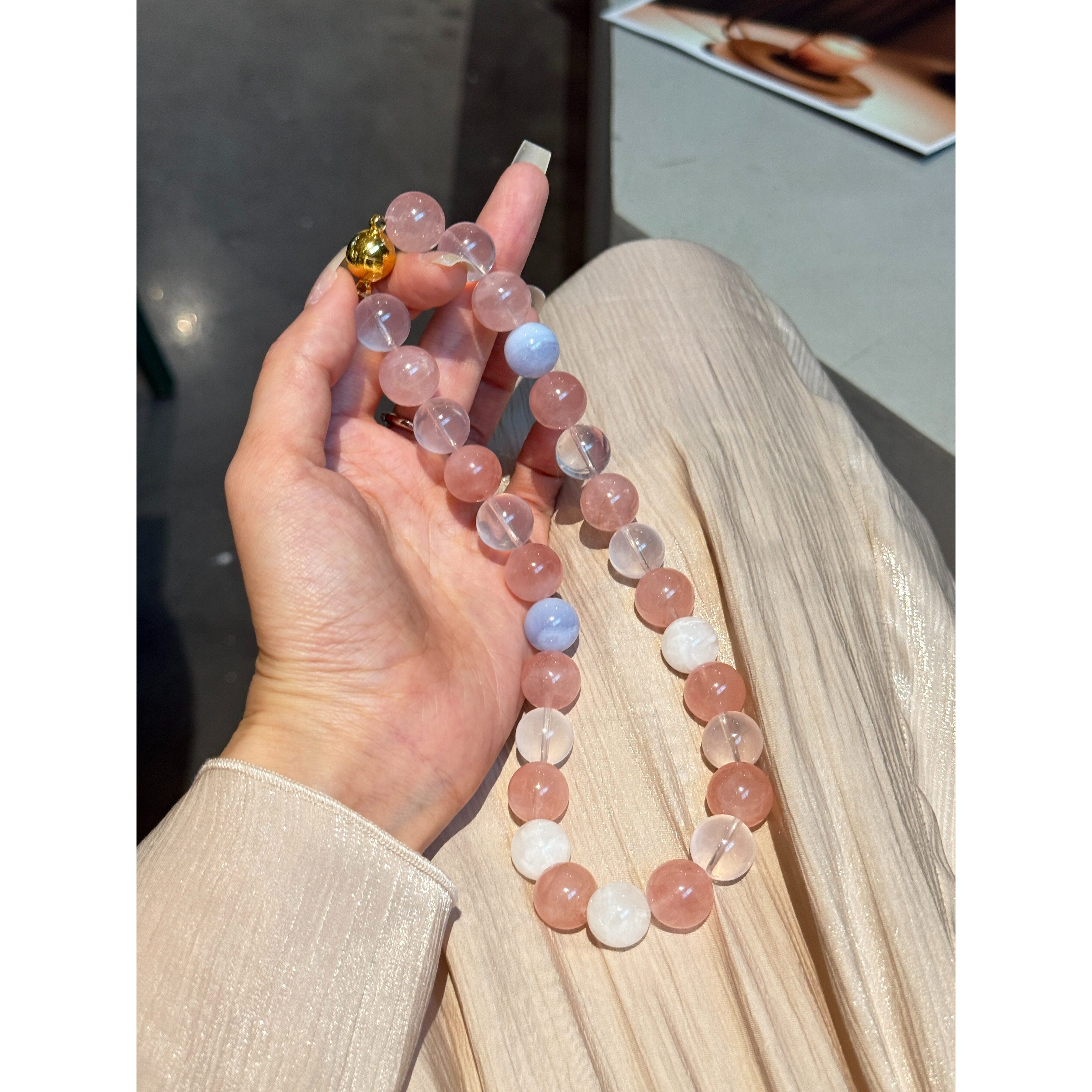 马粉莫粉玛瑙项链女款项链
