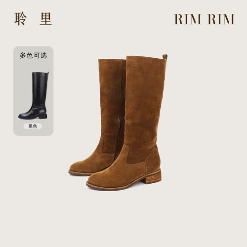 真皮羊反绒骑士靴女2026新款
