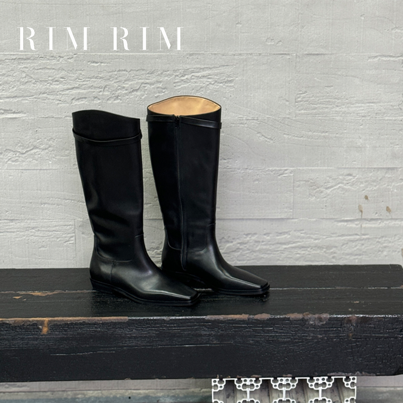 RIM RIM2025秋冬新款塑型马皮鞋骑士靴高筒平底时尚百搭过膝长靴