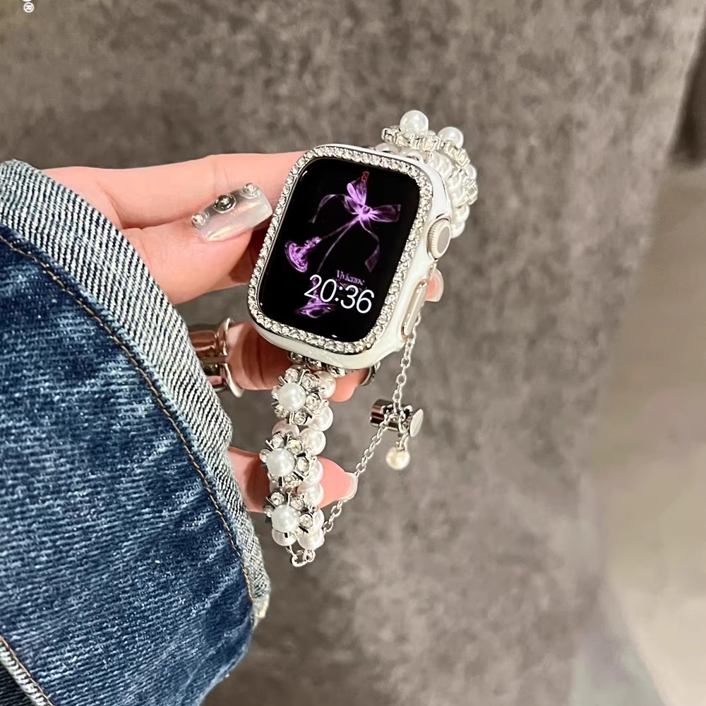 思雅图华为Fit4闪钻珍珠繁花表链