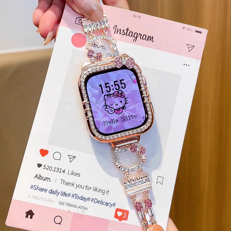 思雅图华为Fit4闪钻kt猫金属表链