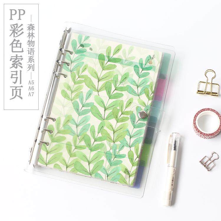 2017PP透明6孔彩色索引页手账分类页A5A6A7活页隔板