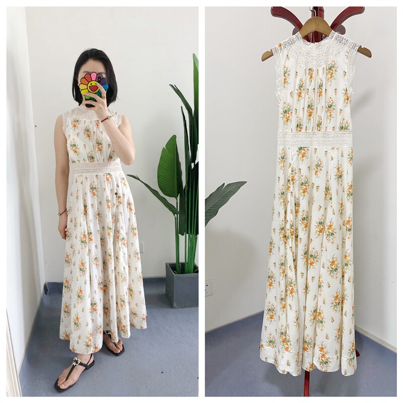 少量库存 现货 买手店do*n LILIANE田园碎花细腻有机棉蕾丝连衣裙