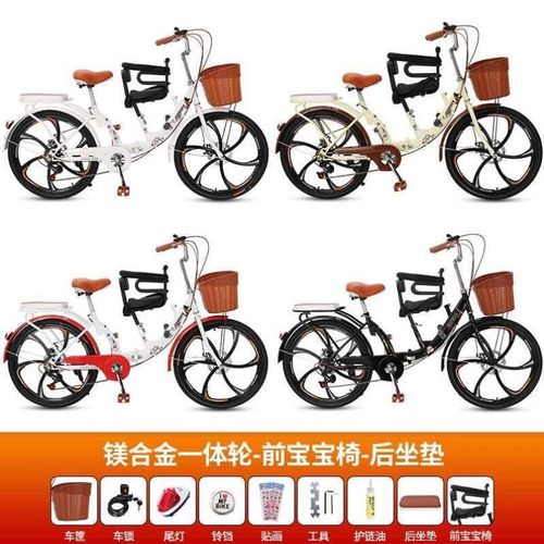 娃带一体亲子折叠车碟刹小孩围栏轮三人座单车接送带娃遛母子孩子