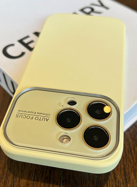 奶黄色液态硅胶适用苹果17pro手机壳iphone16promax镜头全包ip15新款高级感14pm软硅胶新品13por女生超火男士