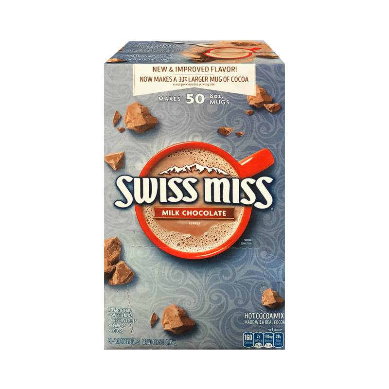 包邮Swiss Miss瑞士小姐 热巧克力粉 牛奶巧克力可可粉50包1.95KG