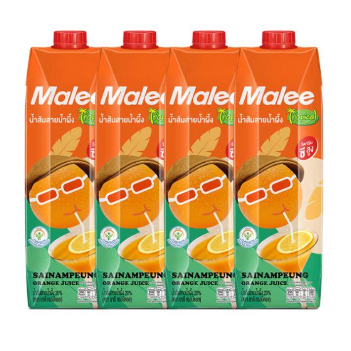 泰国进口玛丽Malee塞那蓬橙汁果汁饮料1Lx4瓶量贩装 奶茶原料