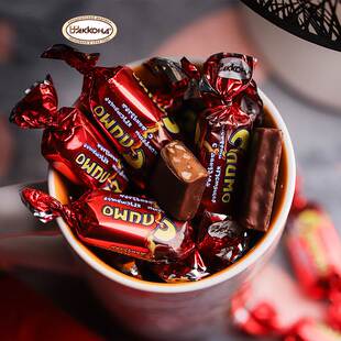 俄罗斯进口阿孔特红皮糖巧克力扁桃仁杏仁焦糖夹心酥糖喜糖500g