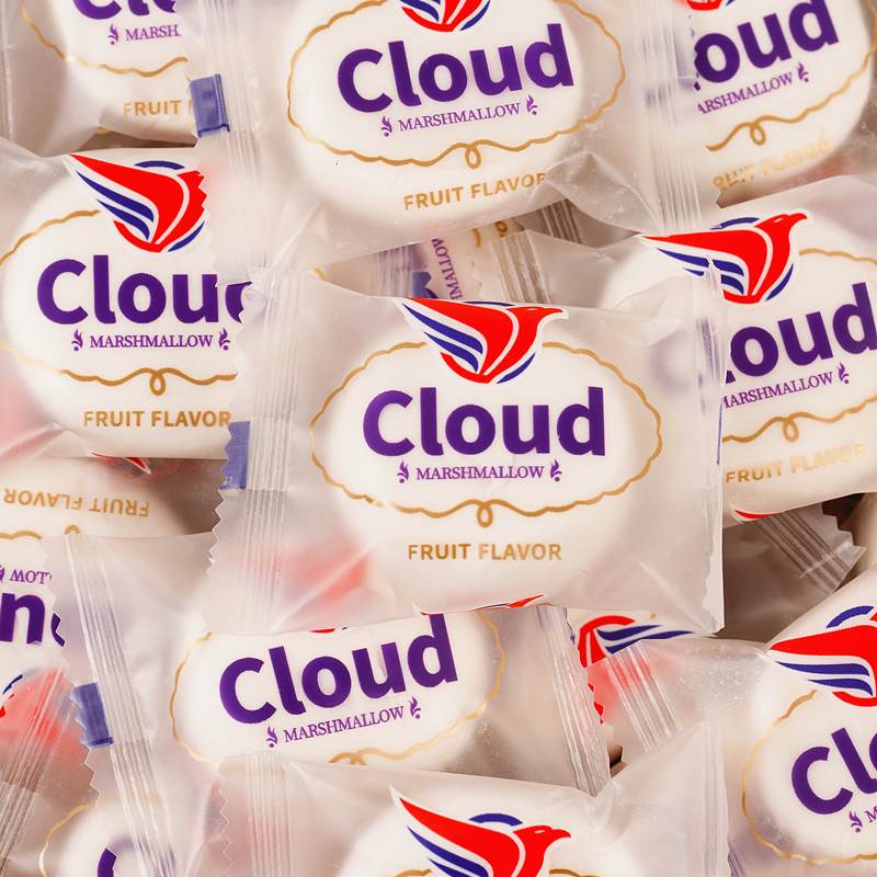 英国风味云朵棉花糖果味夹心草莓黑加仑味软糖礼喜糖儿童零食年货