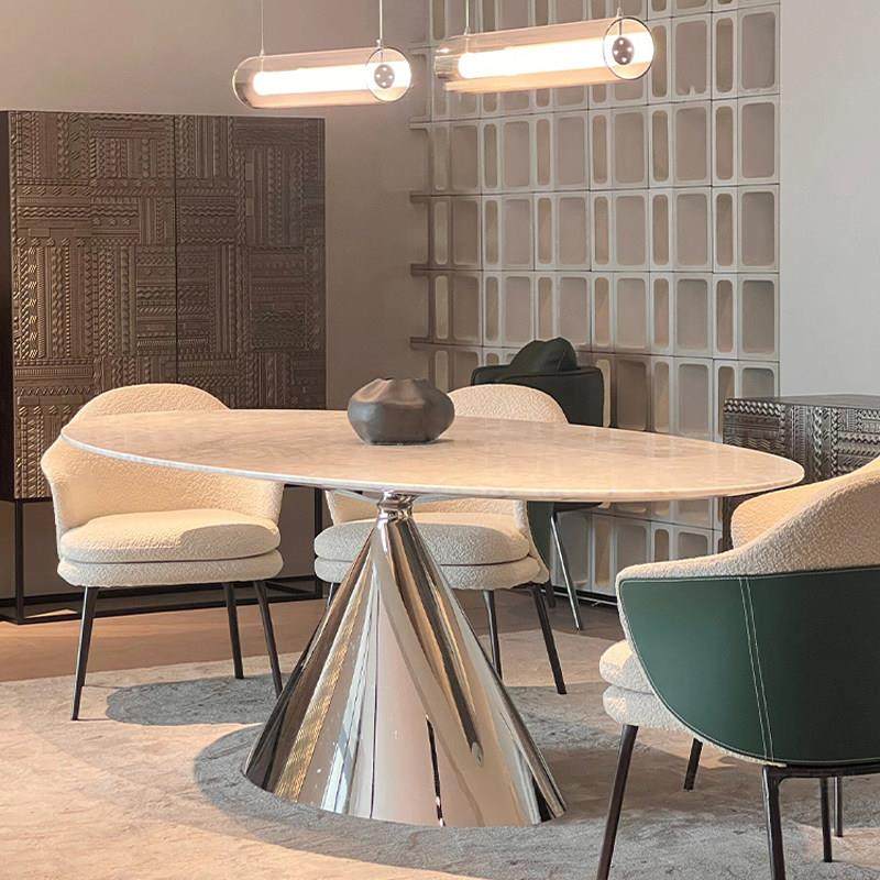 卡里冰玉大理石椭圆飞碟餐桌高端别墅轻奢水滴形进口天然奢石餐桌,住宅家具,大理石餐桌,淘宝优惠券,粉丝福利购,淘宝优惠卷