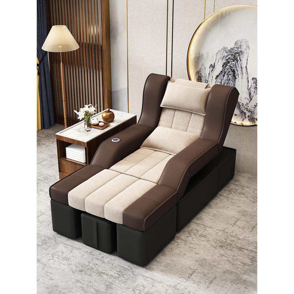 足浴沙发电动椅按摩床足疗修脚沙发床美甲洗脚一体按摩足洗浴躺椅