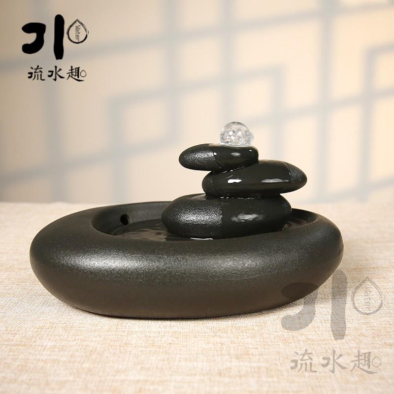流水趣 禅意枯山水流水器加湿器陶瓷时尚现代装饰办公室桌面摆件