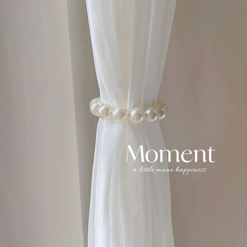 珍珠窗帘绑带一对装轻奢高档客厅法式高级白纱窗帘扎束带固定扣环