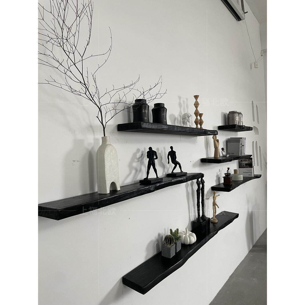 侘寂风墙上壁挂置物架实木一字隔板书架客厅民宿层板背景墙鞋包架,住宅家具,搁板/置物架/家用陈列架,淘宝优惠券,粉丝福利购,淘宝优惠卷