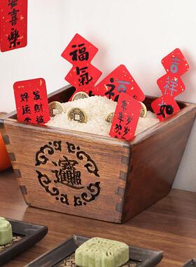 异丽老式实木斗升招财进宝米斗客厅摆件升子入伙 伙开 业礼品招财