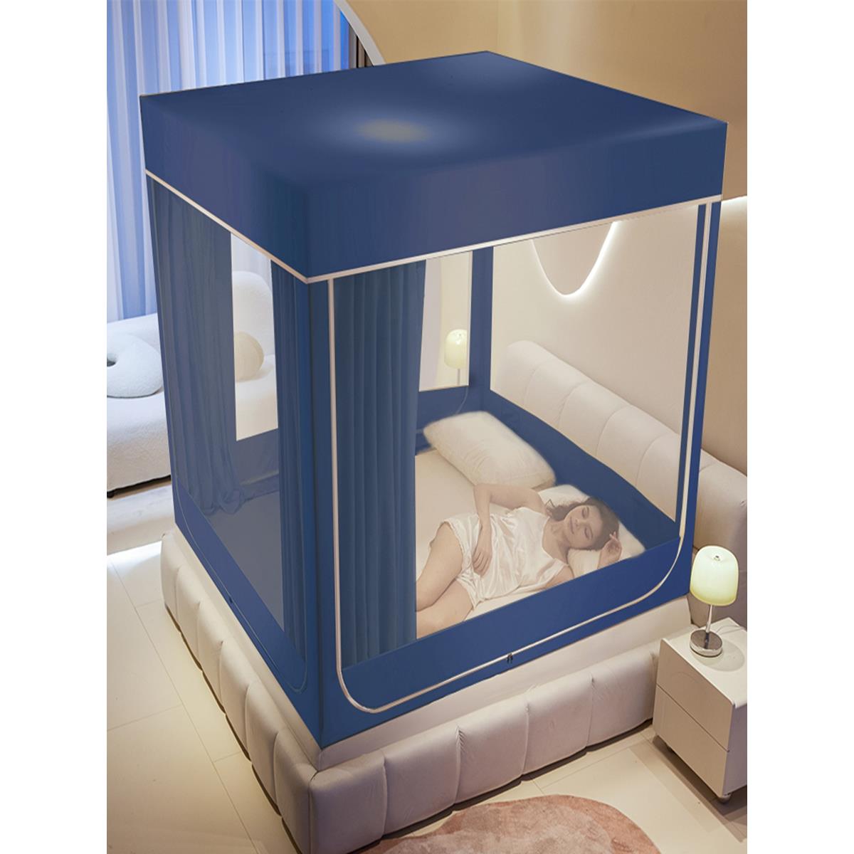 男童床上帐篷加高蚊帐定制1米35床遮光床帘防尘顶四季空调挡风