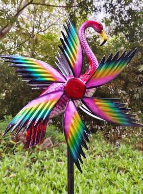 景区件车户外铁艺彩绘蜂鸟风动物造火烈鸟摆花园庭院园艺#61/#62