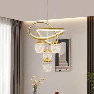 餐吊灯四头现代吊简约家用红创意个性led557饭厅吊厅灯新款网楼梯