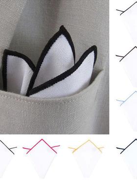 有2方025zk173124新棉款跨境男士纯白口袋巾纯机手帕